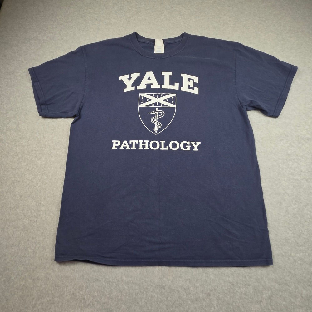 Port & Company Yale Pathology T-Shirt Mens Large Blue Cotton Short Sleeve Tee